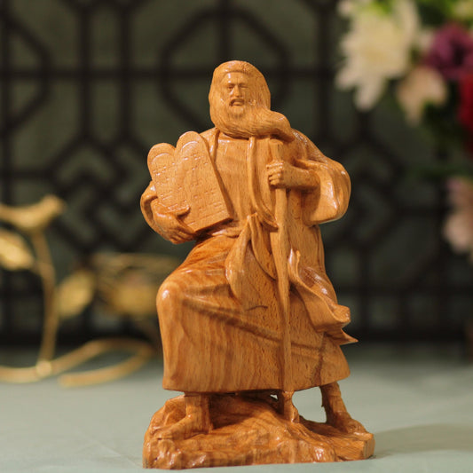 Moses the Prophet Wooden Statue - Handcrafted Wooden Statue