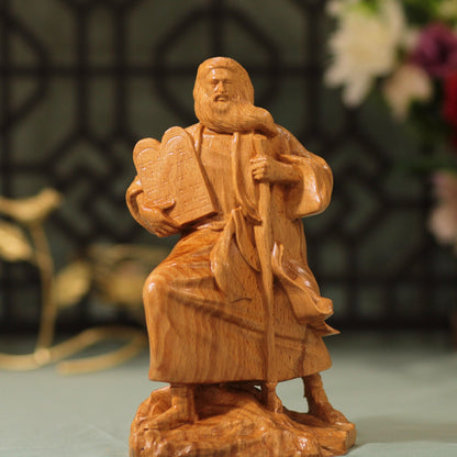 Moses the Prophet Wooden Statue - Handcrafted Wooden Statue