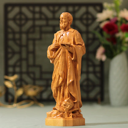 Saint Bartholomew the Apostle Wooden Statue - Handcrafted Wooden Statue – Made to Order