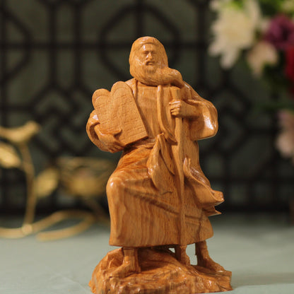 Moses the Prophet Wooden Statue - Handcrafted Wooden Statue
