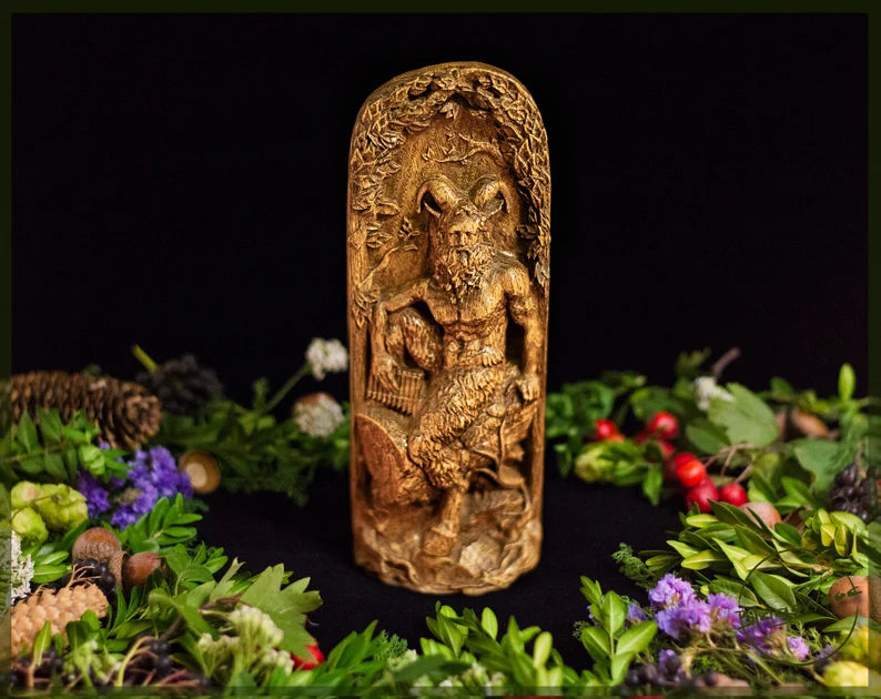 Handcrafted Wooden Pan Statue – God of Nature, Freedom and Wild Spirit, GR0018