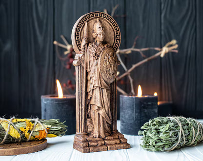 Handcrafted Wooden Athena Statue – Goddess of Wisdom, Courage and Strategic Leadership, GR0006