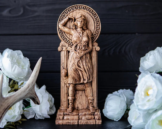 Handcrafted Wooden Artemis Statue – Goddess of the Hunt, Freedom and Wild Nature, GR0008
