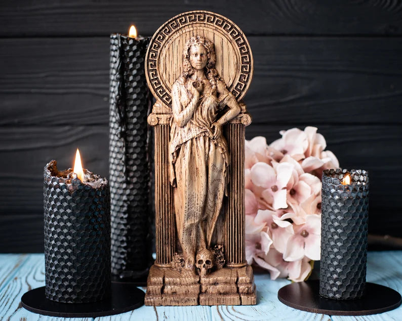 Handcrafted Wooden Persephone Statue – Goddess of Spring, Renewal and Transformation, GR0017