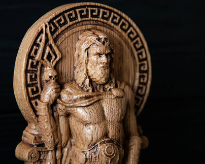 Handcrafted Wooden Hades Statue – Lord of the Underworld, Symbol of Power, Wealth and Inner Strength, GR0003
