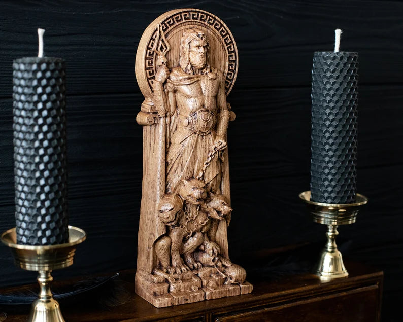 Handcrafted Wooden Hades Statue – Lord of the Underworld, Symbol of Power, Wealth and Inner Strength, GR0003