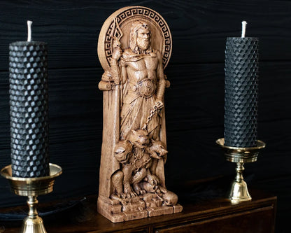 Handcrafted Wooden Hades Statue – Lord of the Underworld, Symbol of Power, Wealth and Inner Strength, GR0003