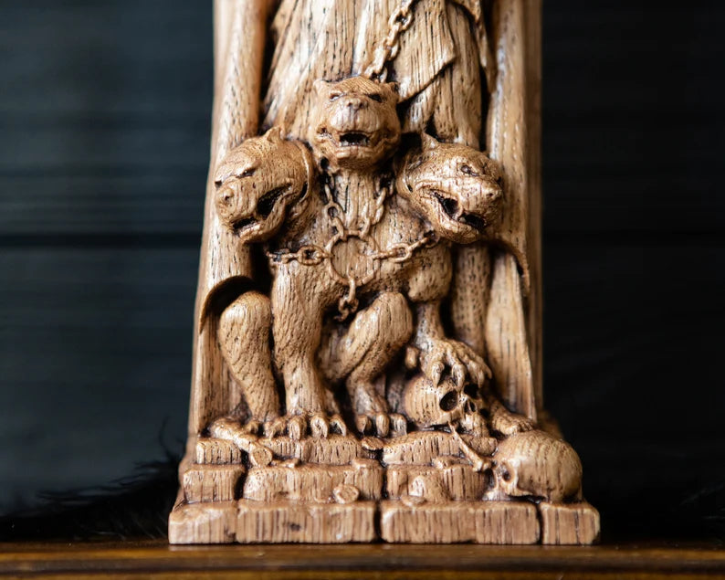 Handcrafted Wooden Hades Statue – Lord of the Underworld, Symbol of Power, Wealth and Inner Strength, GR0003