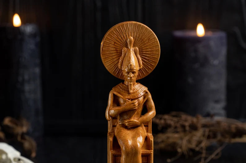 Handcrafted Wooden Osiris Statue – God of Renewal, Wisdom and Eternal Life, EGT0004