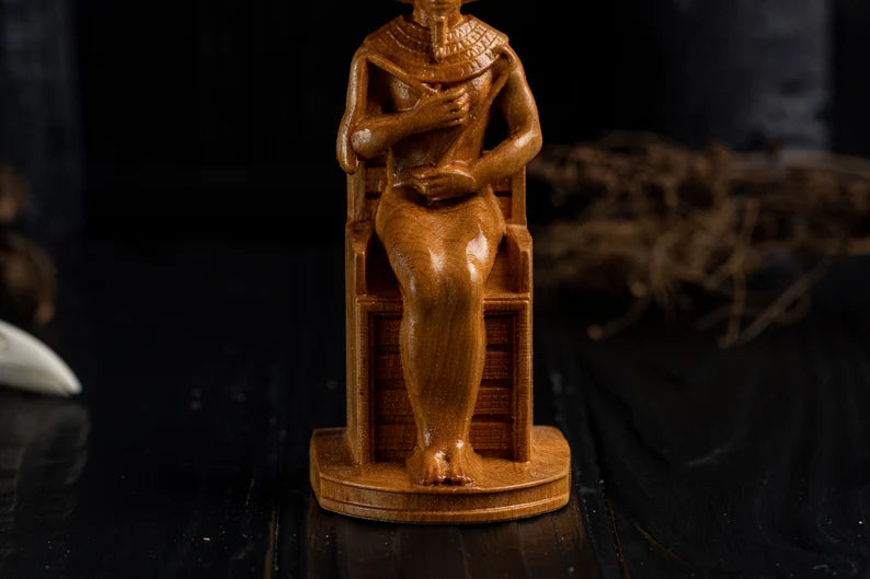 Handcrafted Wooden Osiris Statue – God of Renewal, Wisdom and Eternal Life, EGT0004