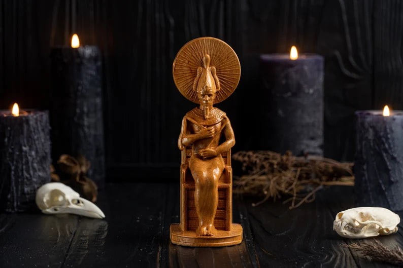 Handcrafted Wooden Osiris Statue – God of Renewal, Wisdom and Eternal Life, EGT0004