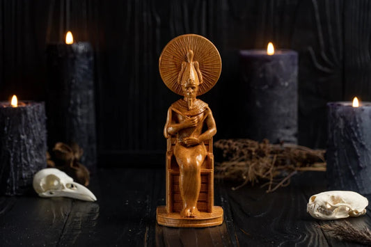 Handcrafted Wooden Osiris Statue – God of Renewal, Wisdom and Eternal Life, EGT0004