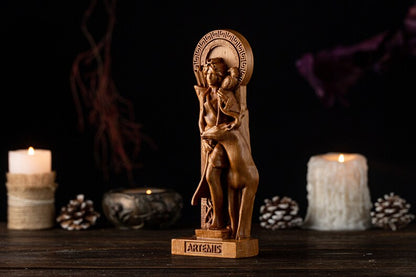 Handcrafted Wooden Artemis Statue – Goddess of the Hunt, Freedom and Wild Nature, GR0009