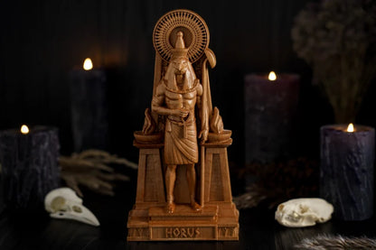 Handcrafted Wooden Horus Statue – God of the Sky, Symbol of Vision, Protection and Victory, EGT0003