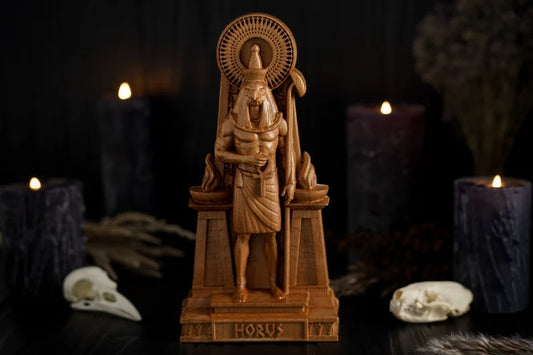 Handcrafted Wooden Horus Statue – God of the Sky, Symbol of Vision, Protection and Victory, EGT0003