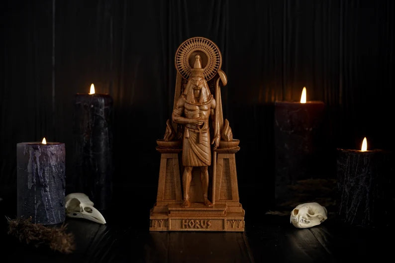 Handcrafted Wooden Horus Statue – God of the Sky, Symbol of Vision, Protection and Victory, EGT0003