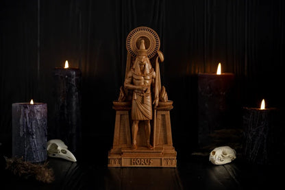 Handcrafted Wooden Horus Statue – God of the Sky, Symbol of Vision, Protection and Victory, EGT0003