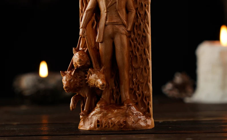 Handcrafted Wooden Hades Statue – Lord of the Underworld, Symbol of Power, Wealth and Inner Strength, GR0004