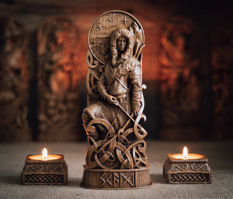 Skadi Statue – Norse Goddess of Winter and Wilderness, Handcrafted Viking Decor, Nordic Mythology Gift, VK0022
