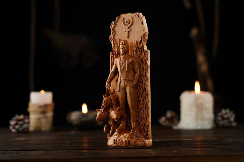 Handcrafted Wooden Hades Statue – Lord of the Underworld, Symbol of Power, Wealth and Inner Strength, GR0004
