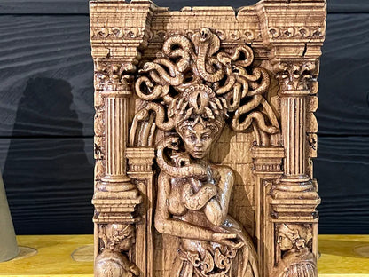Handcrafted Wooden Medusa Statue – Symbol of Strength, Protection and Transformation, GR0014