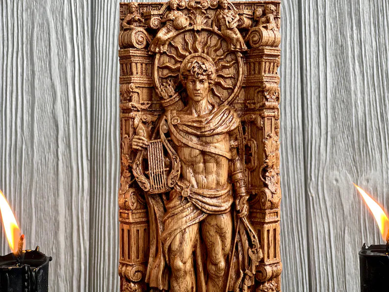 Handcrafted Wooden Apollo Statue – God of Light, Wisdom and Creative Inspiration, GR0007