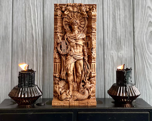 Handcrafted Wooden Apollo Statue – God of Light, Wisdom and Creative Inspiration, GR0007