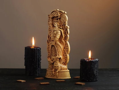Thor Wooden Statue – Viking Decor and Gift for Norse Mythology Enthusiasts, VK0047