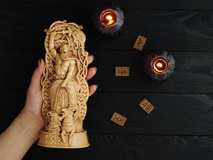 Thor Wooden Statue – Viking Decor and Gift for Norse Mythology Enthusiasts, VK0047