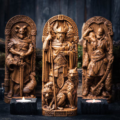 Allfather Odin Statue – Norse God of Wisdom & Magic - Wooden Figurine, VK0019