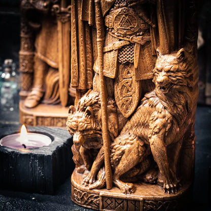 Allfather Odin Statue – Norse God of Wisdom & Magic - Wooden Figurine, VK0019