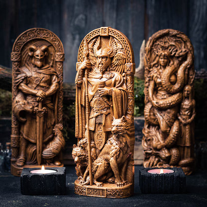 Allfather Odin Statue – Norse God of Wisdom & Magic - Wooden Figurine, VK0019