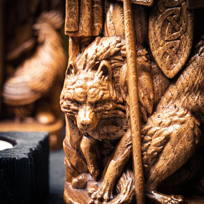 Allfather Odin Statue – Norse God of Wisdom & Magic - Wooden Figurine, VK0019
