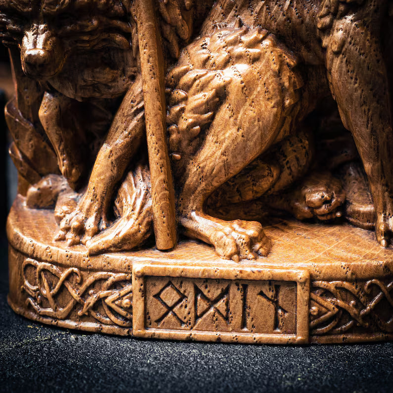 Personalized ODIN Wooden Statue – Custom Runes, Viking Gift & Nordic Decor