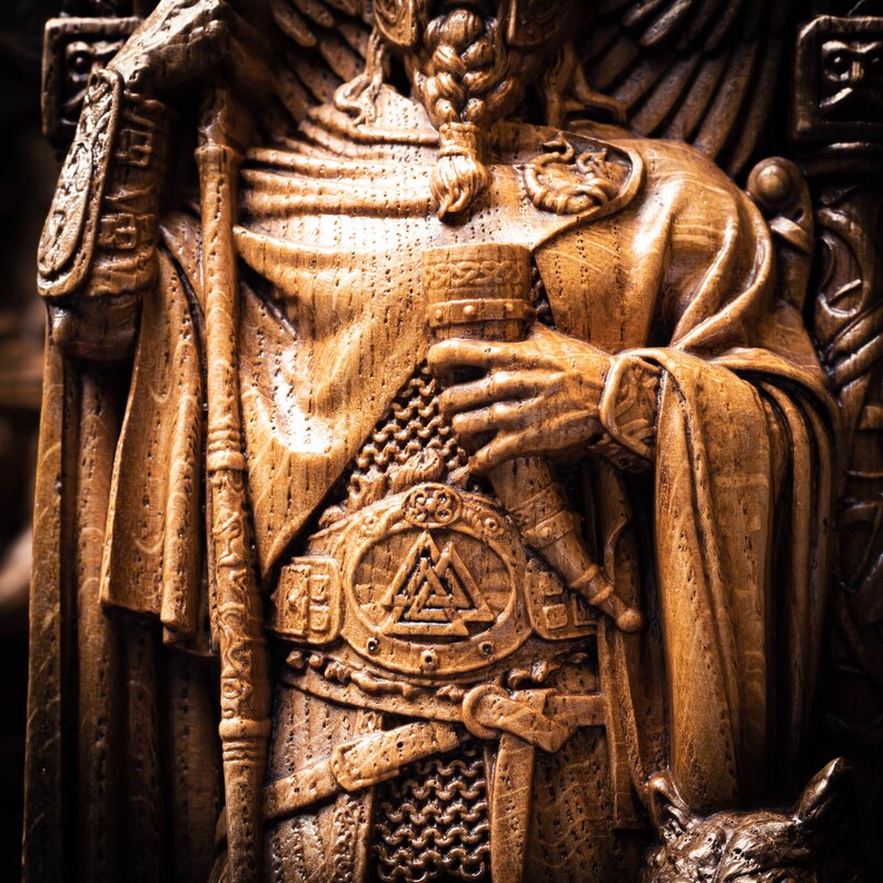 Allfather Odin Statue – Norse God of Wisdom & Magic - Wooden Figurine, VK0019
