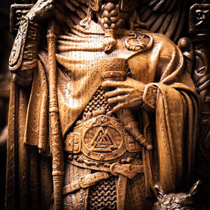 Allfather Odin Statue – Norse God of Wisdom & Magic - Wooden Figurine, VK0019
