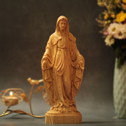 Our Lady of Grace Statue - Handcrafted Wooden Statue