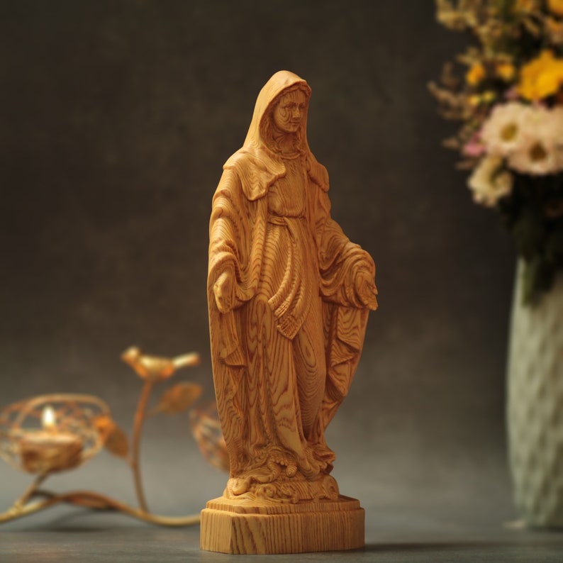 Our Lady of Grace Statue - Handcrafted Wooden Statue