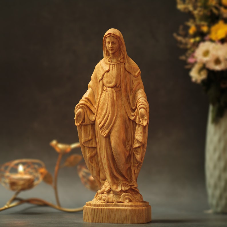 Our Lady of Grace Statue - Handcrafted Wooden Statue
