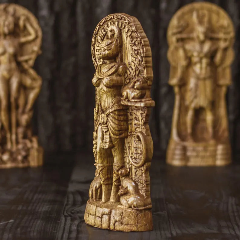 Handcrafted Wooden Bastet Statue – Egyptian Cat Goddess, Symbol of Protection and Grace, EGT0002
