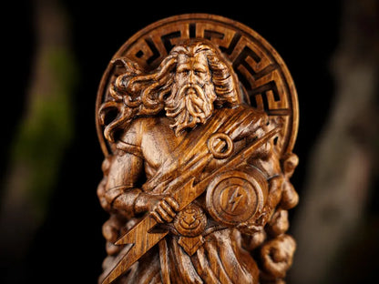 Handcrafted Wooden Zeus Statue – King of the Greek Gods, Symbol of Power, Wisdom and Leadership, GR0002