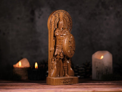 Handcrafted Wooden Ares Statue – God of War, Symbol of Courage, Strength and Warrior Spirit, GR0011
