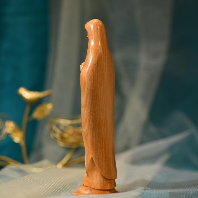 Virgin Mary and Baby Jesus - Handcrafted Wooden Statue – Made to Order