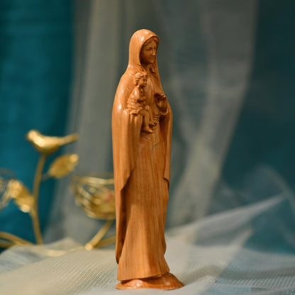 Virgin Mary and Baby Jesus - Handcrafted Wooden Statue – Made to Order