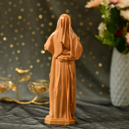 Statue of Immaculate Heart of Mary Orthodox Icon - Handcrafted Wooden Statue – Made to Order