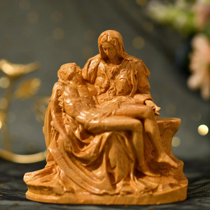 La Pieta by Michelangelo Wooden Statue - Handcrafted Wooden Statue – Made to Order