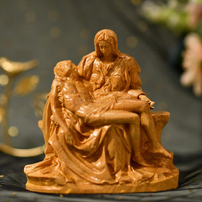 La Pieta by Michelangelo Wooden Statue - Handcrafted Wooden Statue – Made to Order
