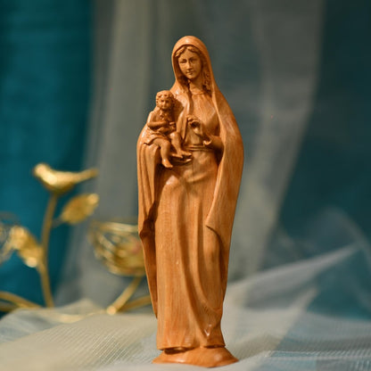 Virgin Mary and Baby Jesus - Handcrafted Wooden Statue – Made to Order