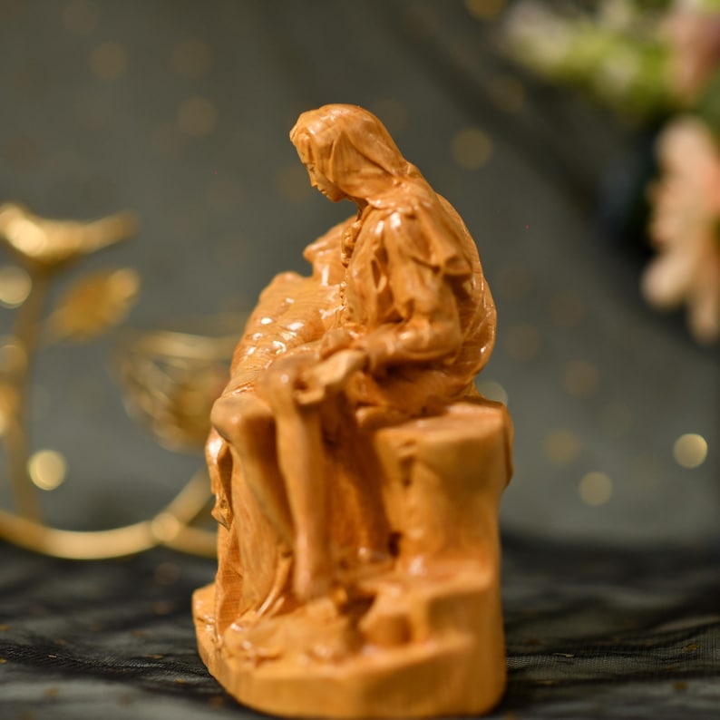 La Pieta by Michelangelo Wooden Statue - Handcrafted Wooden Statue – Made to Order