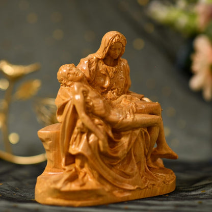 La Pieta by Michelangelo Wooden Statue - Handcrafted Wooden Statue – Made to Order
